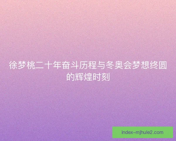 徐梦桃二十年奋斗历程与冬奥会梦想终圆的辉煌时刻