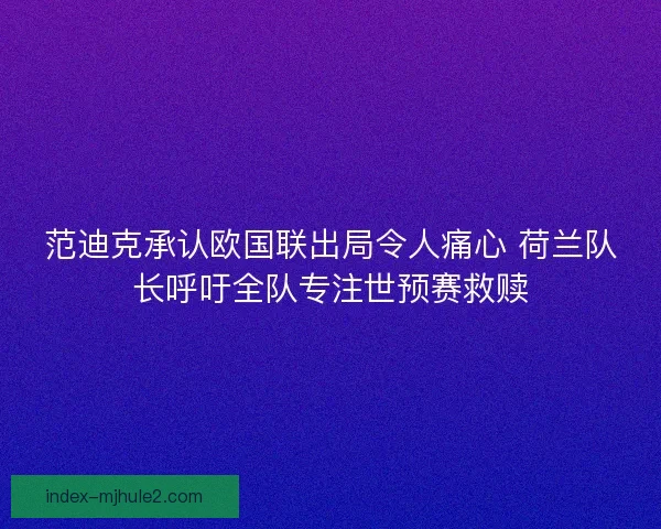 范迪克承认欧国联出局令人痛心 荷兰队长呼吁全队专注世预赛救赎